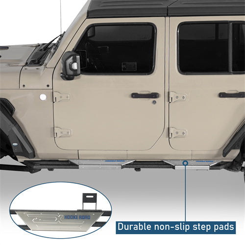 Off-road BladeX Series Nerf Side Step Bars For 2018-2025 Jeep Wrangler JL 4-Door - Landshaker4x4
