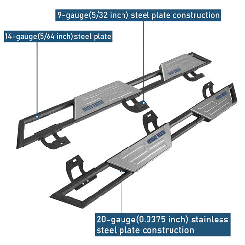 Off-road BladeX Series Nerf Side Step Bars For 2018-2025 Jeep Wrangler JL 4-Door - Landshaker4x4