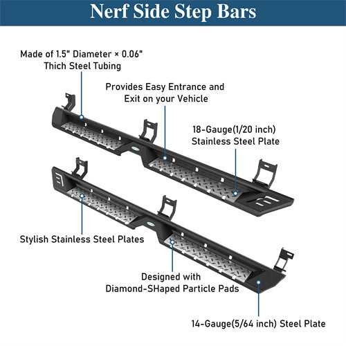 Off Road Side Step Bars For 2009-2018 Ram 1500 & 2019-2024 Ram 1500 Classic & 2010-2024 Ram 2500/3500 Crew Cab - LandShaker