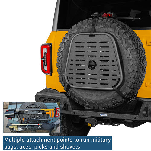 Spare Tire Mount Molle Storage Panel For 87-18 Jeep Wrangler YJ TJ JK & 21-25 Ford Bronco - Landshaker4x4