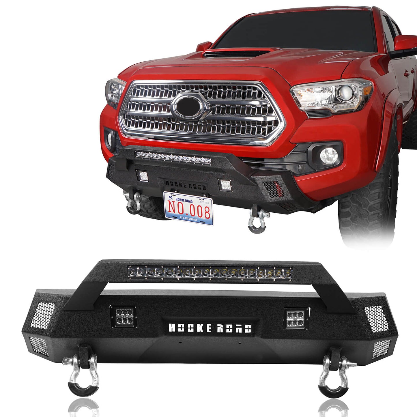 Stubby Front Bumper w/License Plate Bracket(16-22 Toyota Tacoma 3rd Gen)-LandShaker