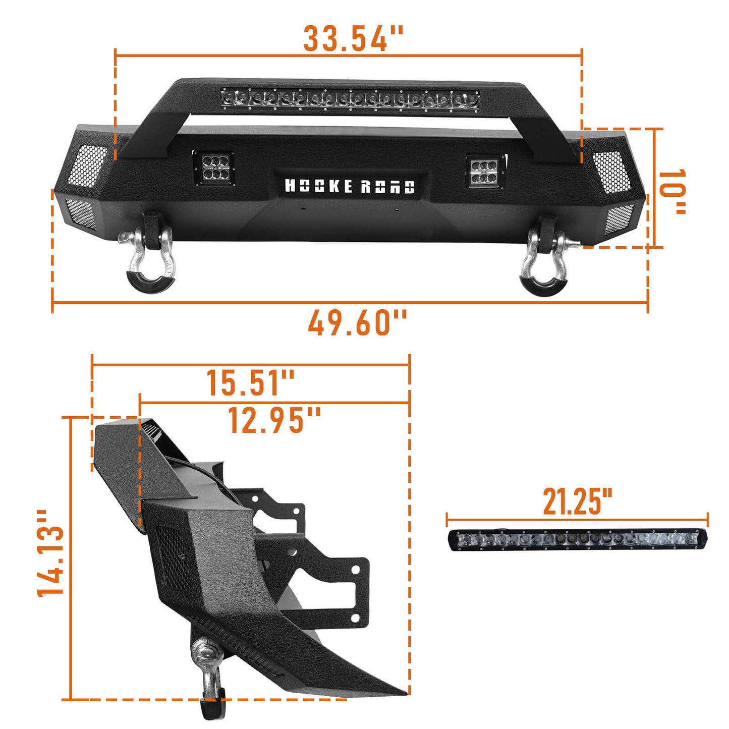 Stubby Front Bumper w/License Plate Bracket(16-22 Toyota Tacoma 3rd Gen)-LandShaker