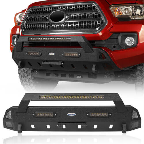 Stubby Front Bumper w/License Plate Bracket(16-22 Toyota Tacoma 3rd Gen)-LandShaker