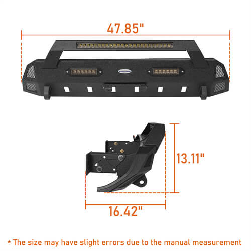 Stubby Front Bumper w/License Plate Bracket(16-22 Toyota Tacoma 3rd Gen)-LandShaker