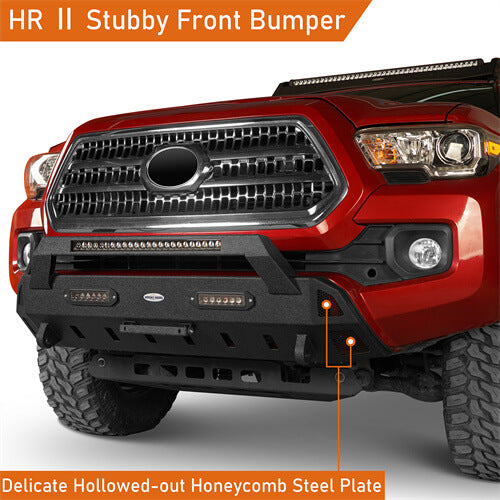 Stubby Front Bumper w/License Plate Bracket(16-22 Toyota Tacoma 3rd Gen)-LandShaker