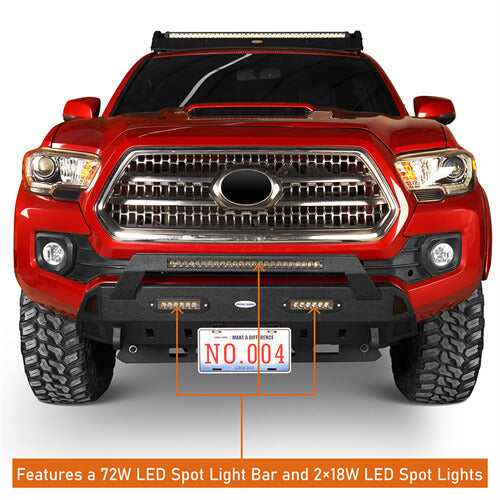 Stubby Front Bumper w/License Plate Bracket(16-22 Toyota Tacoma 3rd Gen)-LandShaker