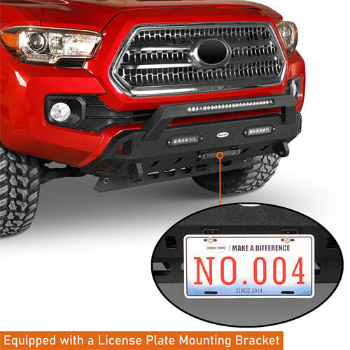Stubby Front Bumper w/License Plate Bracket(16-22 Toyota Tacoma 3rd Gen)-LandShaker