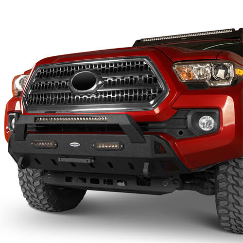 Stubby Front Bumper w/License Plate Bracket(16-22 Toyota Tacoma 3rd Gen)-LandShaker
