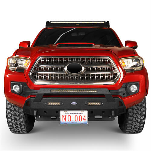 Stubby Front Bumper w/License Plate Bracket(16-22 Toyota Tacoma 3rd Gen)-LandShaker