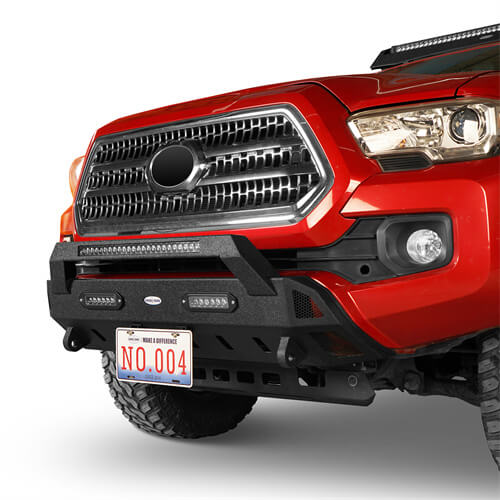 Stubby Front Bumper w/License Plate Bracket(16-22 Toyota Tacoma 3rd Gen)-LandShaker