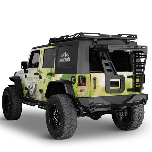 Tailgate Basket Rear Cargo Rack System w/ Reinforced Tailgate Hinge Kit For 2007-2018 Jeep Wrangler JK - LandShaker4x4