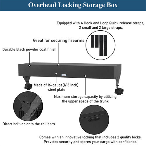 Road Trip Trunk Upper Locking Storage Box For 2007-2018 Jeep Wrangler JK 4-Door Hardtop - Ultralisk4x4