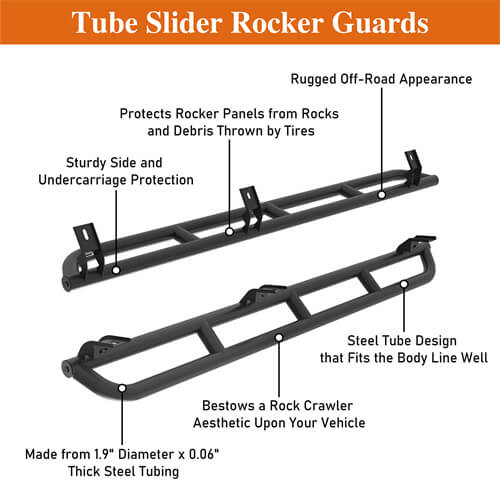 Tube Slider Rocker Guards For 2015-2025 Chevy Colorado & GMC Canyon Crew Cab - LandShaker