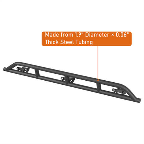 Tube Slider Rocker Guards For 2018-2025 Jeep Wrangler JL 4-Door - LandShaker