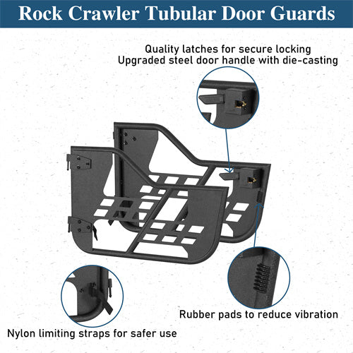 Rock Crawler Tubular Door Guards For 1976-1986 Jeep CJ-7 Wrangler YJ - Landshaker4x4