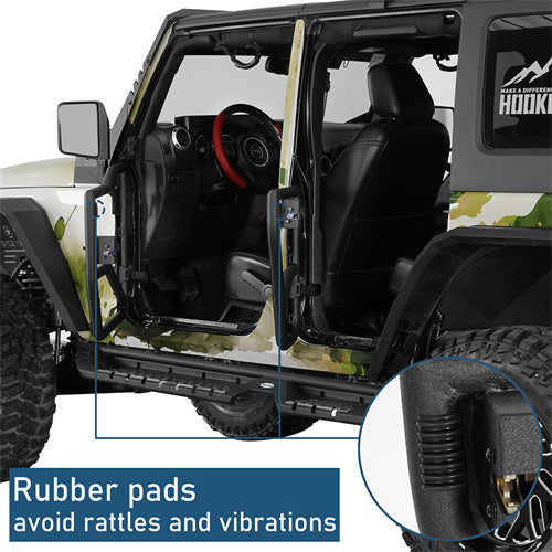 Tube Half Front & Rear Doors w/ Black shade skins For 2007-2018 Jeep Wrangler JK 4 Doors - Landshaker4x4