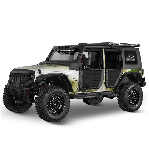 Tube Half Front & Rear Doors w/ Black shade skins For 2007-2018 Jeep Wrangler JK 4 Doors - Landshaker4x4