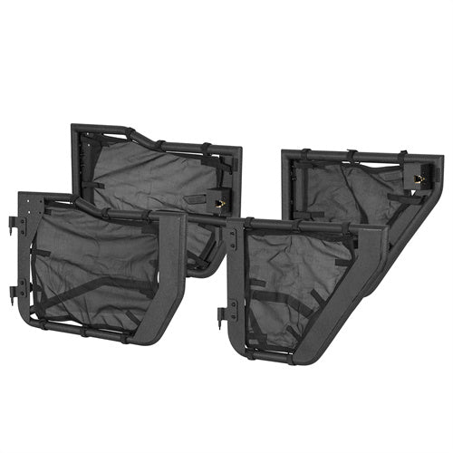 Tube Half Front & Rear Doors w/ Black shade skins For 2007-2018 Jeep Wrangler JK 4 Doors - Landshaker4x4