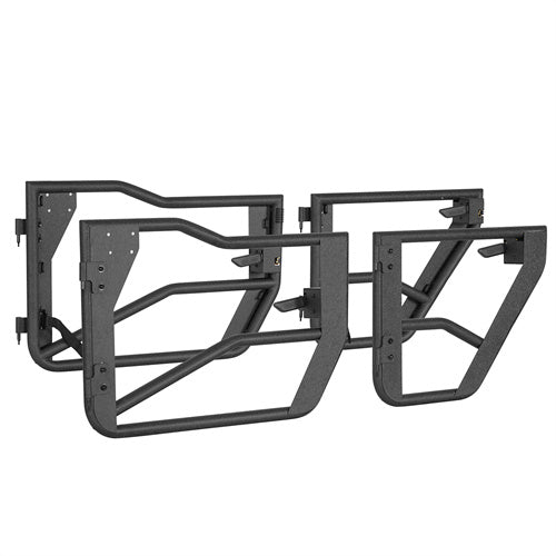 Tube Half Front & Rear Doors w/ Black shade skins For 2007-2018 Jeep Wrangler JK 4 Doors - Landshaker4x4