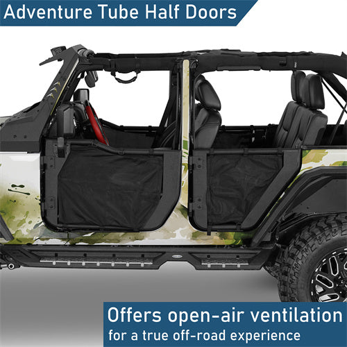 Tube Half Front & Rear Doors w/ Black shade skins For 2007-2018 Jeep Wrangler JK 4 Doors - Landshaker4x4