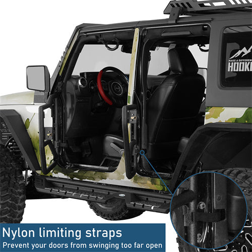 Tube Half Front & Rear Doors w/ Black shade skins For 2007-2018 Jeep Wrangler JK 4 Doors - Landshaker4x4