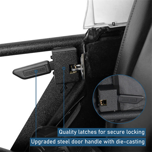 Tube Half Front & Rear Doors w/ Black shade skins For 2007-2018 Jeep Wrangler JK 4 Doors - Landshaker4x4