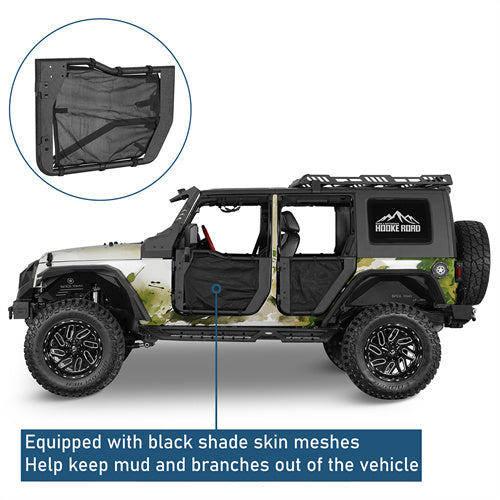 Tube Half Front & Rear Doors w/ Black shade skins For 2007-2018 Jeep Wrangler JK 4 Doors - Landshaker4x4