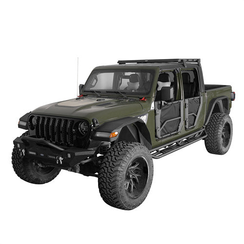 Wide Flat Front Fender Flares for Jeep Wrangler JL 18-25 & Gladiator JT 20-25 (Excluding Sport, Sport S Model) - LandShaker