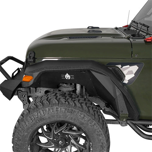 Wide Flat Front Fender Flares for Jeep Wrangler JL 18-25 & Gladiator JT 20-25 (Excluding Sport, Sport S Model) - LandShaker