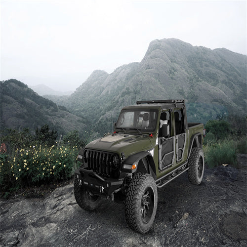 Wide Flat Front Fender Flares for Jeep Wrangler JL 18-25 & Gladiator JT 20-25 (Excluding Sport, Sport S Model) - LandShaker