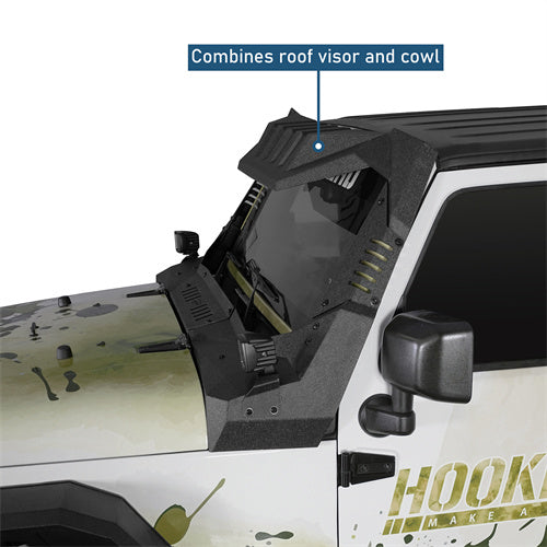 Off-Road Madmax Windshield Frame Cover Visor/Cowl Combination For 2007-2018 Jeep Wrangler JK - Landshaker4x4