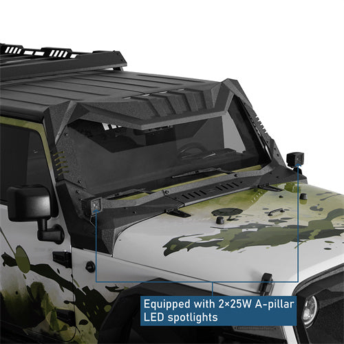 Off-Road Madmax Windshield Frame Cover Visor/Cowl Combination For 2007-2018 Jeep Wrangler JK - Landshaker4x4