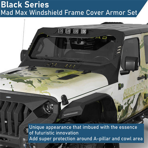 Madmax Windshield Frame Cover Visor/Cowl Combination For 2018-2005 Jeep Wrangler JL / Gladiator JT (Excluding JT Mojave, Wrangler 4xe, Rubicon 392) - Ultralisk4x4