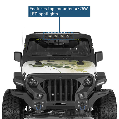 Madmax Windshield Frame Cover Visor/Cowl Combination For 2018-2005 Jeep Wrangler JL / Gladiator JT (Excluding JT Mojave, Wrangler 4xe, Rubicon 392) - Ultralisk4x4